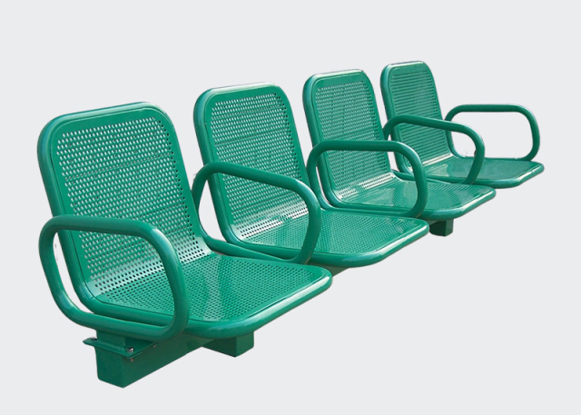 Metal Row Chairs - Connected Seating with perforated design