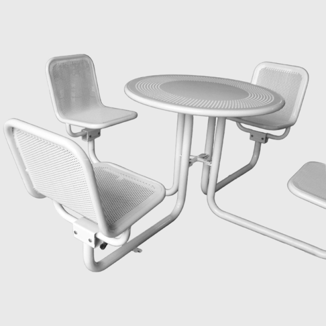 Round Outdoor Table for 4 - Weather-Resistant Perforated Metal Set