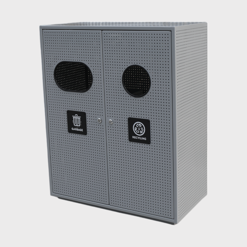 Commercial Garbage Can - Dual-Compartment Stainless Steel Bin