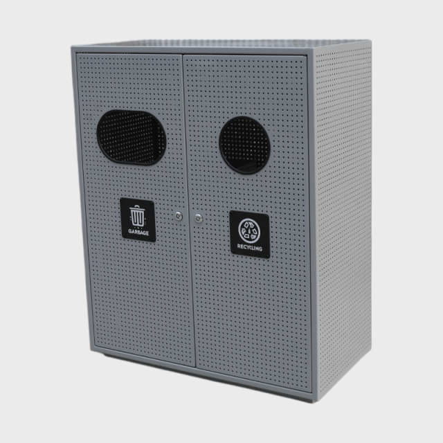 Commercial Garbage Can - Dual-Compartment Stainless Steel Bin