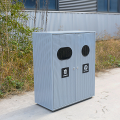 Commercial Garbage Can - Dual-Compartment Stainless Steel Bin