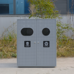 Commercial Garbage Can - Dual-Compartment Stainless Steel Bin