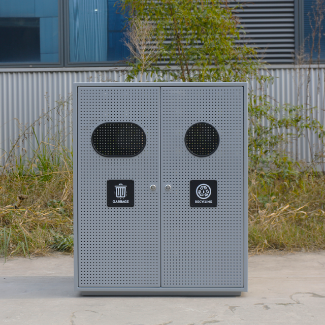 Commercial Garbage Can - Dual-Compartment Stainless Steel Bin