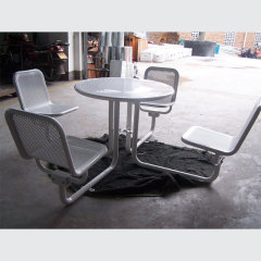 Round Outdoor Table for 4 - Weather-Resistant Perforated Metal Set