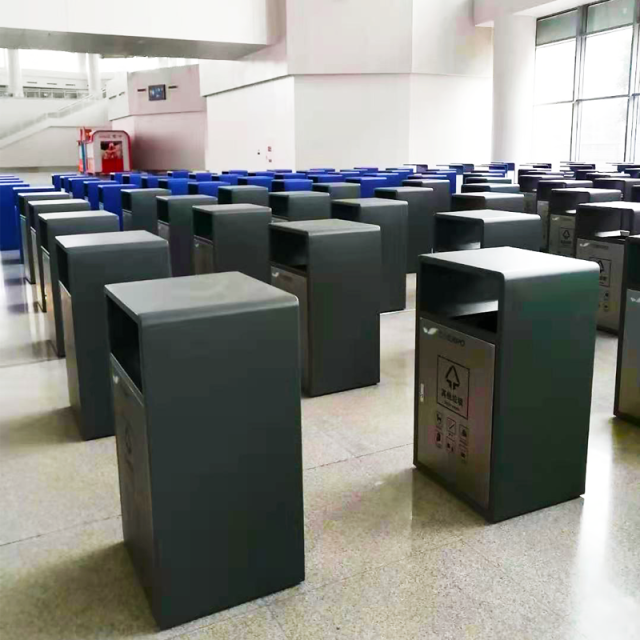 Stainless Steel Public Waste Sorting Can- 3-Category Recycling Bin