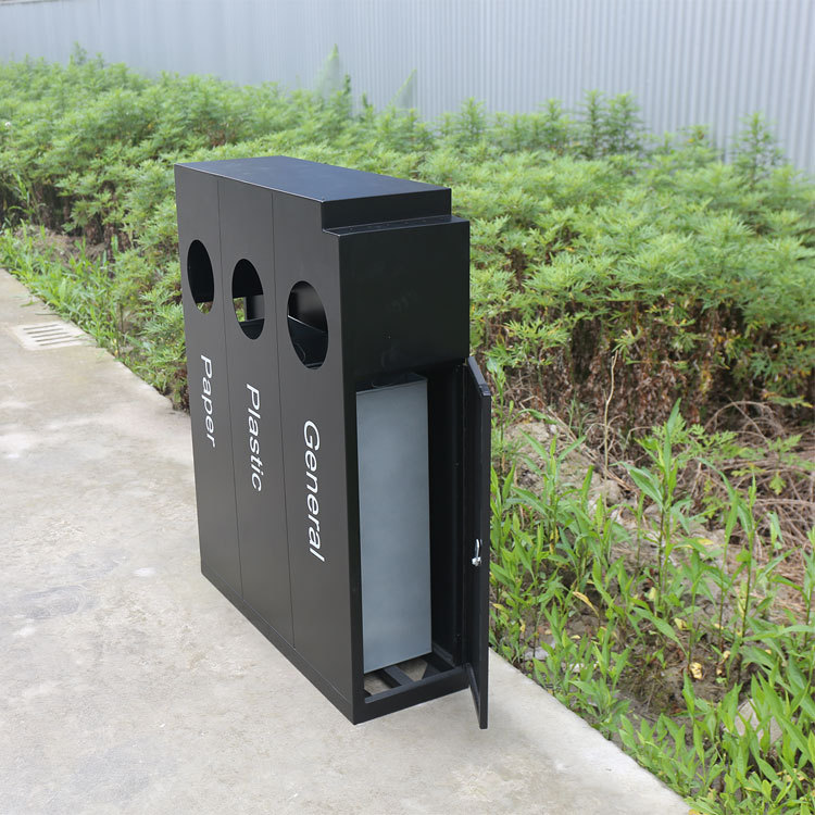 Triple Stream Waste Receptacle - Stainless Steel Sorting Trash Can