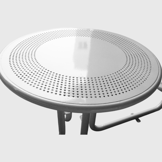 Round Outdoor Table for 4 - Weather-Resistant Perforated Metal Set