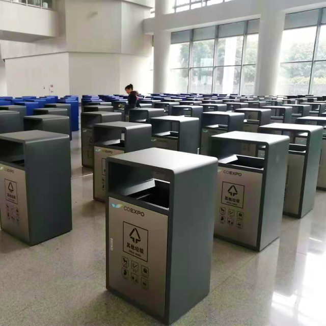 Stainless Steel Public Waste Sorting Can- 3-Category Recycling Bin