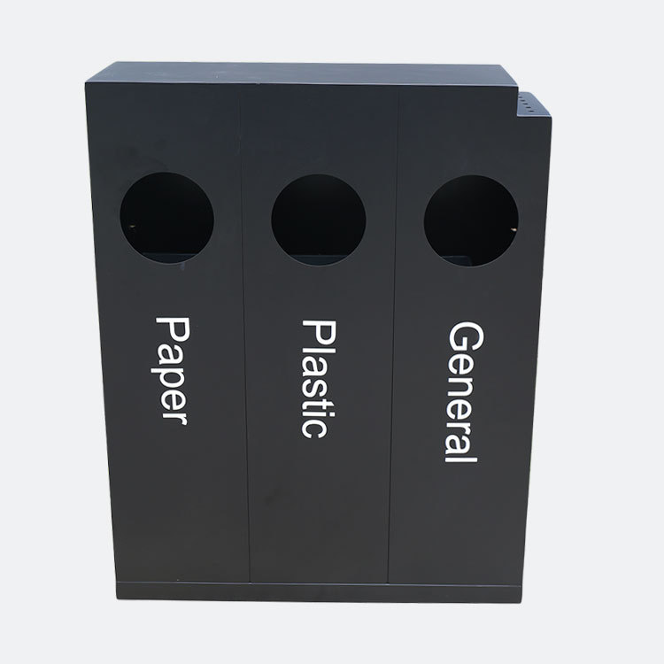 Triple Stream Waste Receptacle - Stainless Steel Sorting Trash Can