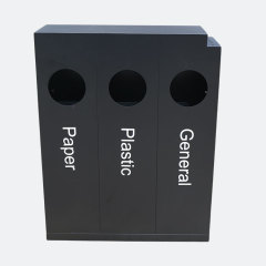 Triple Stream Waste Receptacle - Stainless Steel Sorting Trash Can