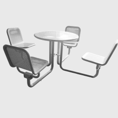 Round Outdoor Table for 4 - Weather-Resistant Perforated Metal Set