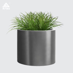 Cylindrical Stainless Steel Planter for Outdoor and Commercial Use