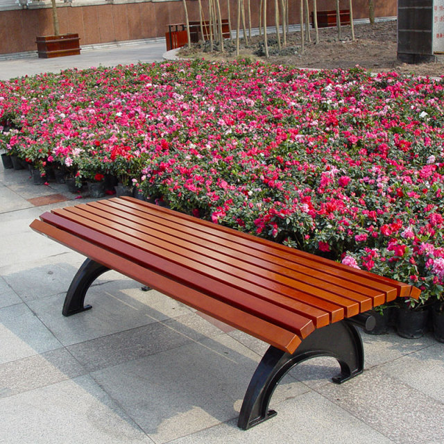 Public Park Bench Weather-Resistant Wood Slats for Outdoor Spaces