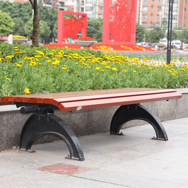 Public Park Bench Weather-Resistant Wood Slats for Outdoor Spaces