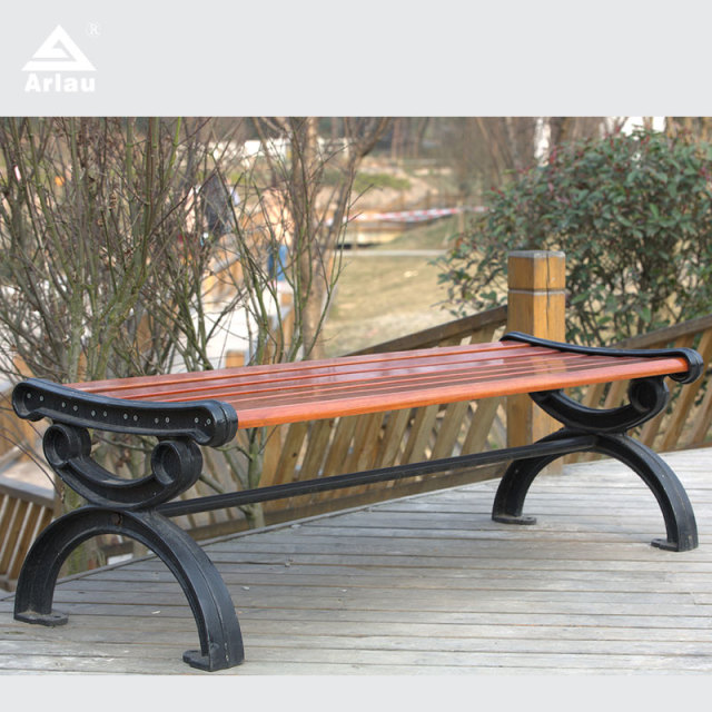 Outdoor Leisure Bench - Cast Aluminum and Eco-Friendly Wood - Arlau