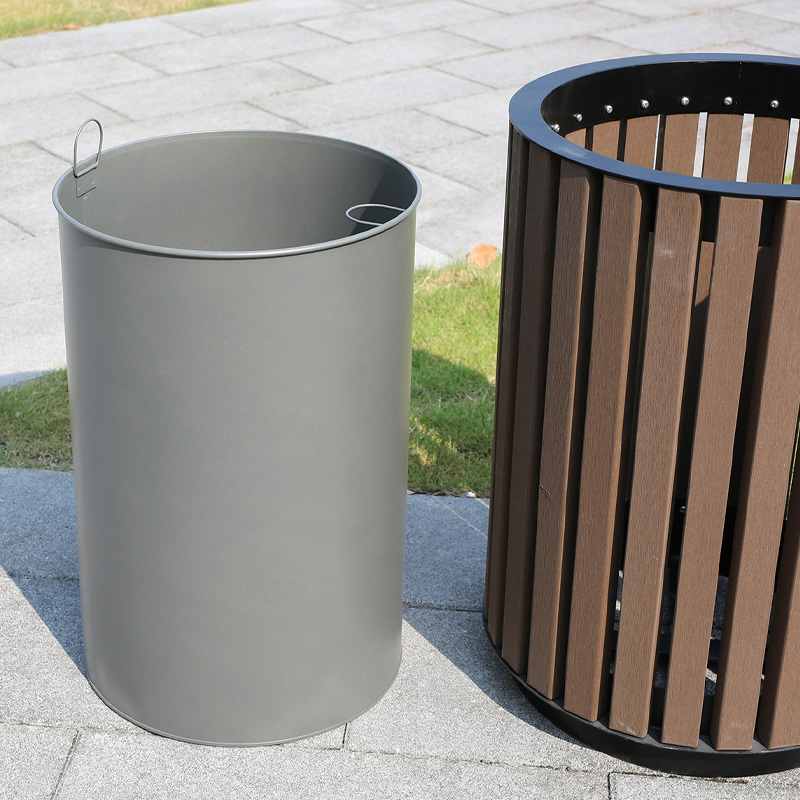 Plastic Wood Outdoor Trash Can - Landscape Waste Bin for Parks