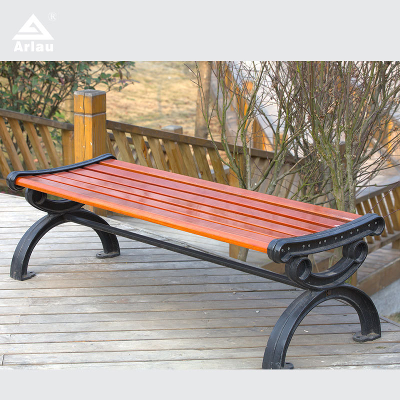 Outdoor Leisure Bench - Cast Aluminum and Eco-Friendly Wood - Arlau