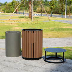 Plastic Wood Outdoor Trash Can - Landscape Waste Bin for Parks