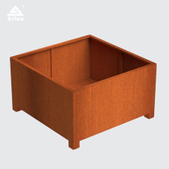 Outdoor Square  Steel Planter Box with Rust Patina