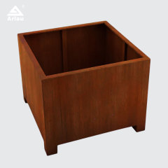 Outdoor Square  Steel Planter Box with Rust Patina