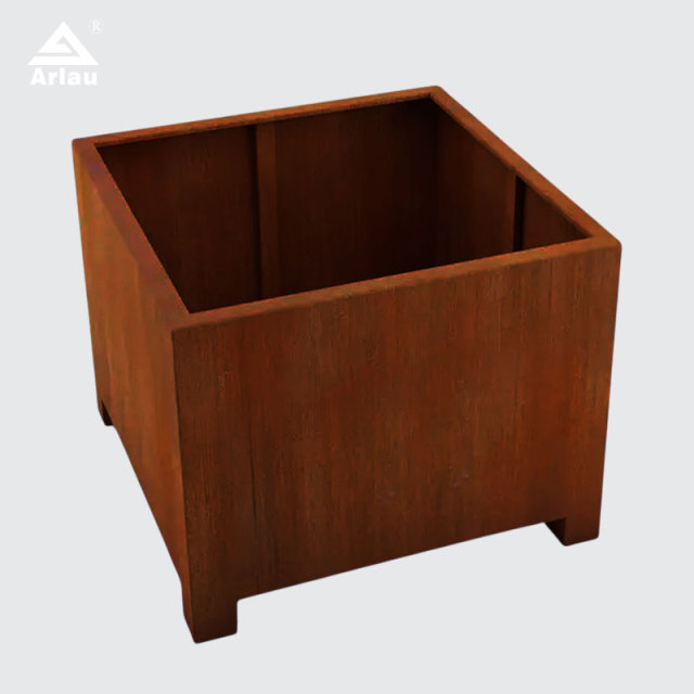 Outdoor Square  Steel Planter Box with Rust Patina