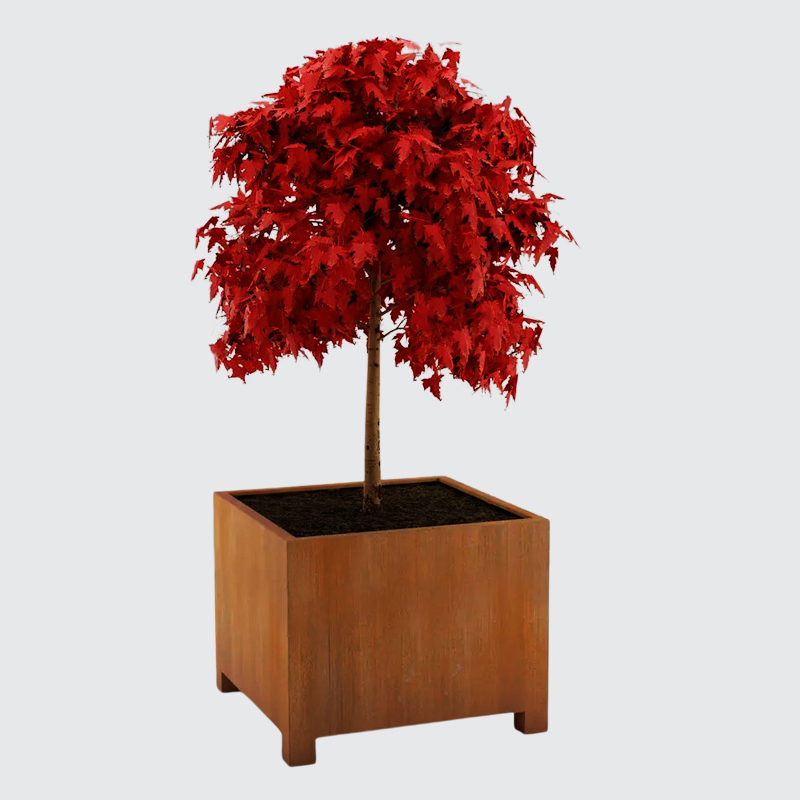 Outdoor Square  Steel Planter Box with Rust Patina