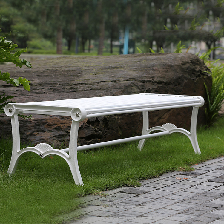 White Outdoor Bench - Rust-Proof Cast Aluminum - yalau