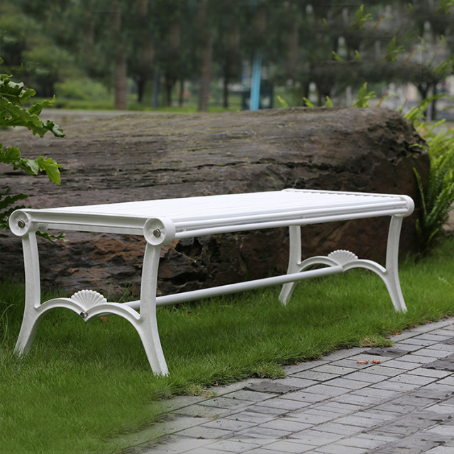 White Outdoor Bench - Rust-Proof Cast Aluminum - yalau