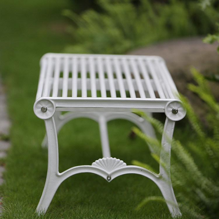 White Outdoor Bench - Rust-Proof Cast Aluminum - yalau
