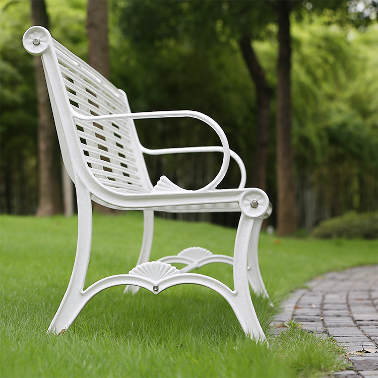 White Cast Aluminum Park Bench Backrest-300kg Capacity