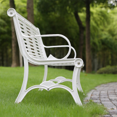 White Cast Aluminum Park Bench Backrest-300kg Capacity