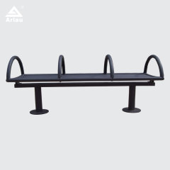 Steel Pipe Park Bench with Armrests Durable Weatherproof – Arlau