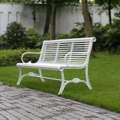 White Cast Aluminum Park Bench Backrest-300kg Capacity