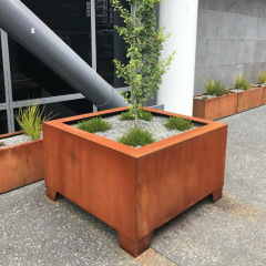 Outdoor Square  Steel Planter Box with Rust Patina