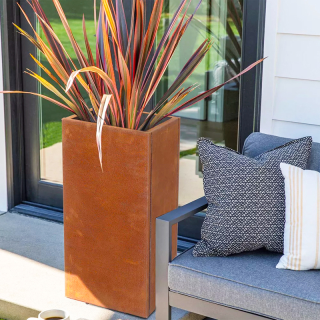 High Cube Weathering Steel Commercial Planter Box
