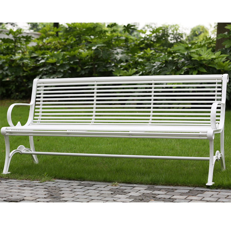 White Cast Aluminum Park Bench Backrest-300kg Capacity
