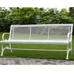 White Cast Aluminum Park Bench Backrest-300kg Capacity