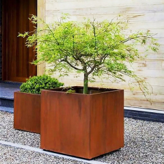 Steel Cube Planter for Modern Outdoor Landscapes - Arlau