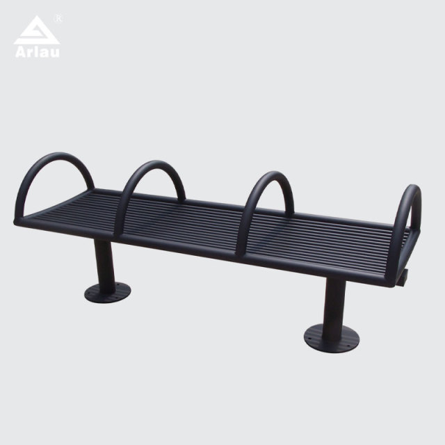 Steel Pipe Park Bench with Armrests Durable Weatherproof – Arlau