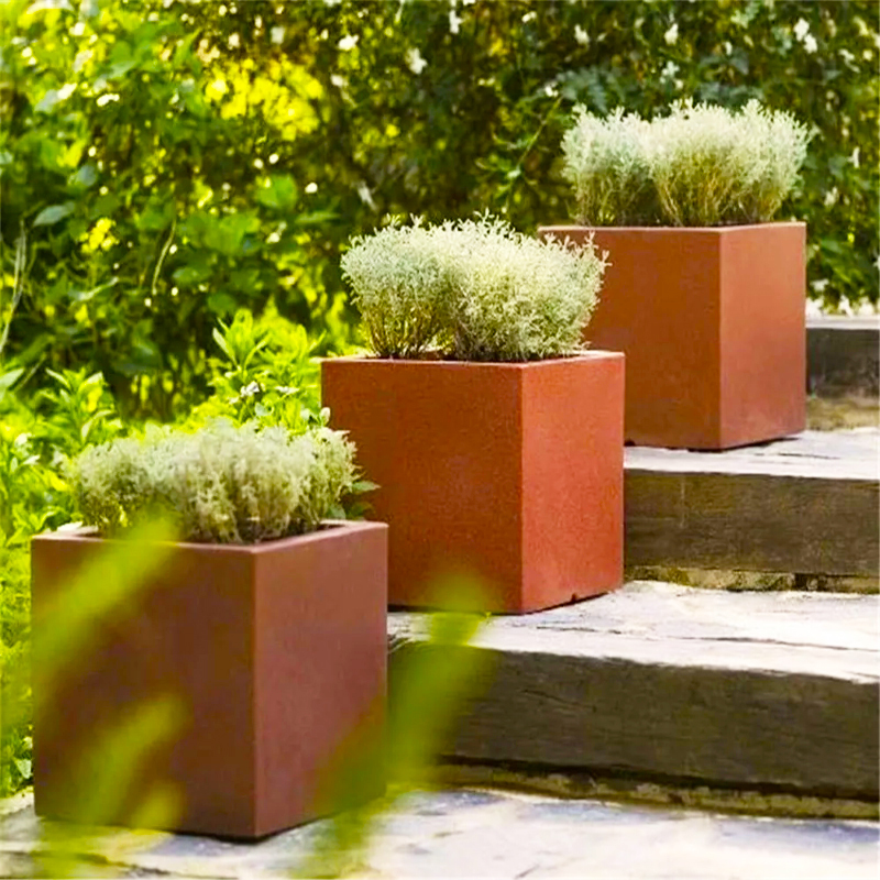 High Cube Weathering Steel Commercial Planter Box