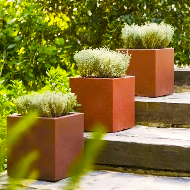 High Cube Weathering Steel Commercial Planter Box