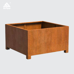 Outdoor Square  Steel Planter Box with Rust Patina