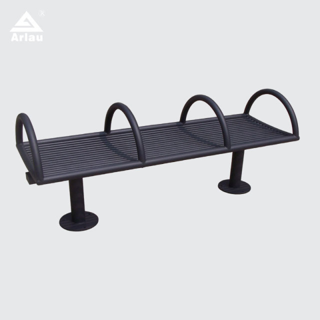 Steel Pipe Park Bench with Armrests Durable Weatherproof – Arlau