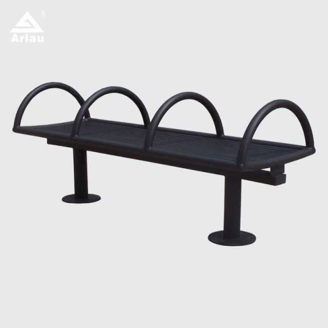 Steel Pipe Park Bench with Armrests Durable Weatherproof – Arlau