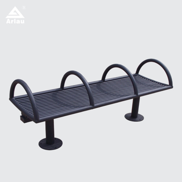 Steel Pipe Park Bench with Armrests Durable Weatherproof – Arlau