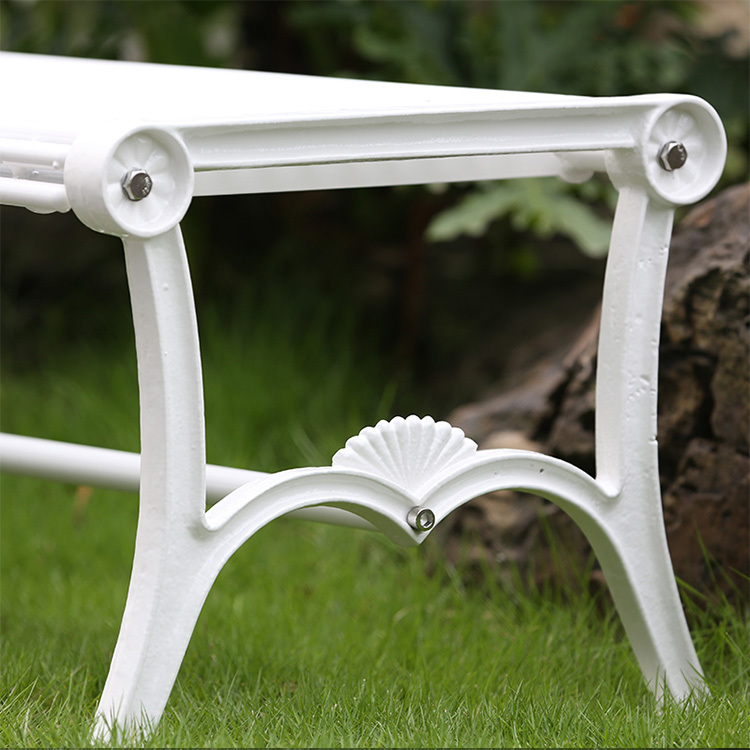 White Outdoor Bench - Rust-Proof Cast Aluminum - yalau