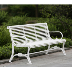 White Cast Aluminum Park Bench Backrest-300kg Capacity