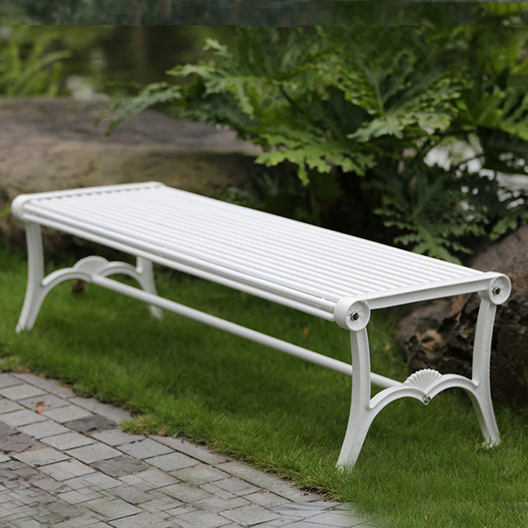 White Outdoor Bench - Rust-Proof Cast Aluminum - yalau