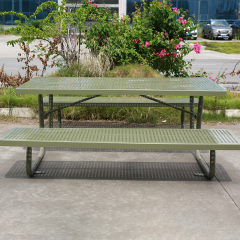Integrated Bench Picnic Table - All-Weather Metal Design