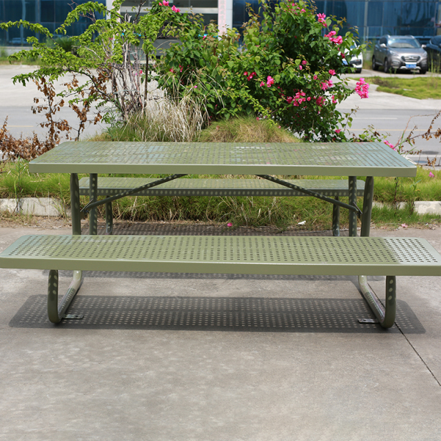 Integrated Bench Picnic Table - All-Weather Metal Design